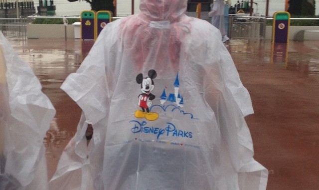 rain, Disney, poncho, playing